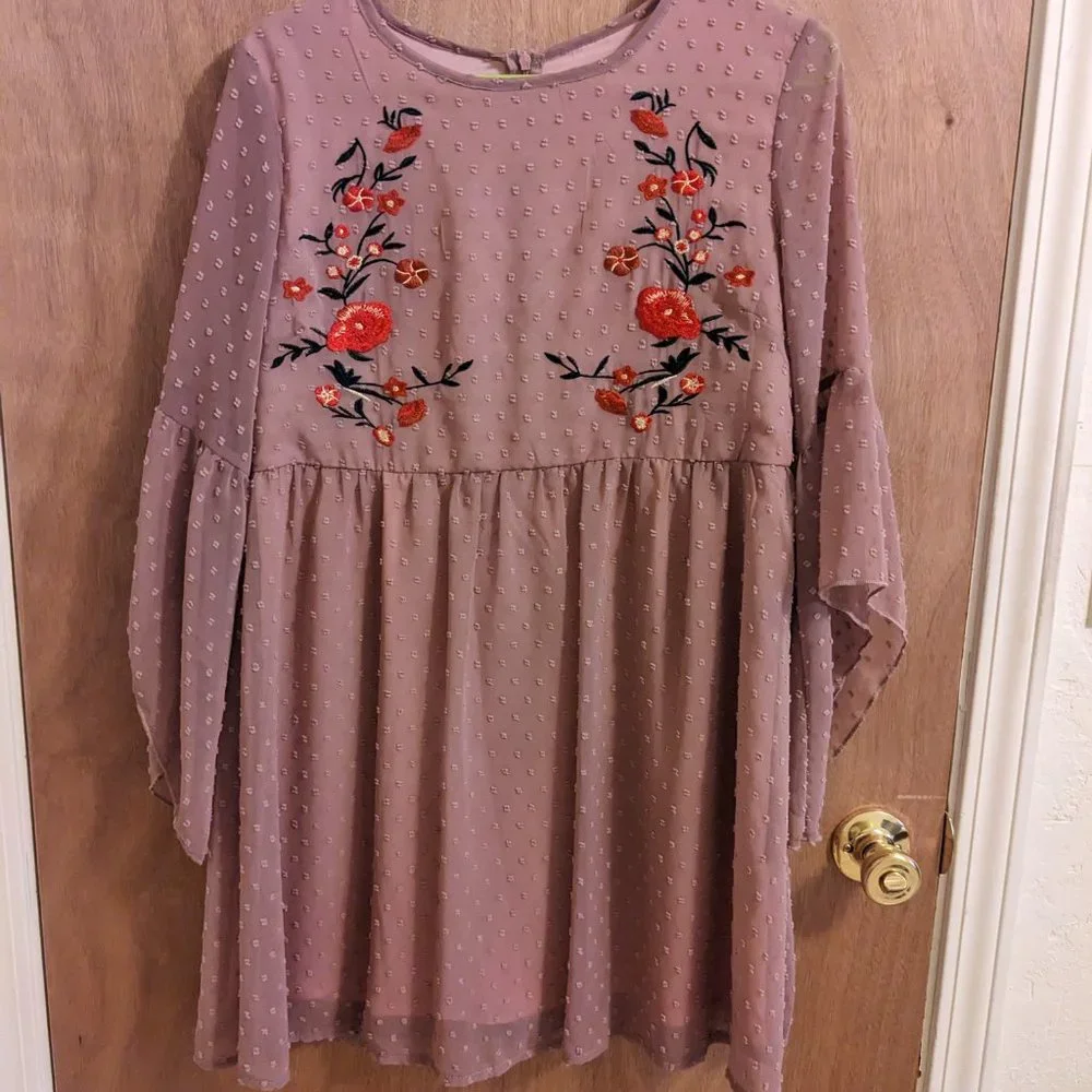 embroidered chiffon dress - Picture 5 of 5